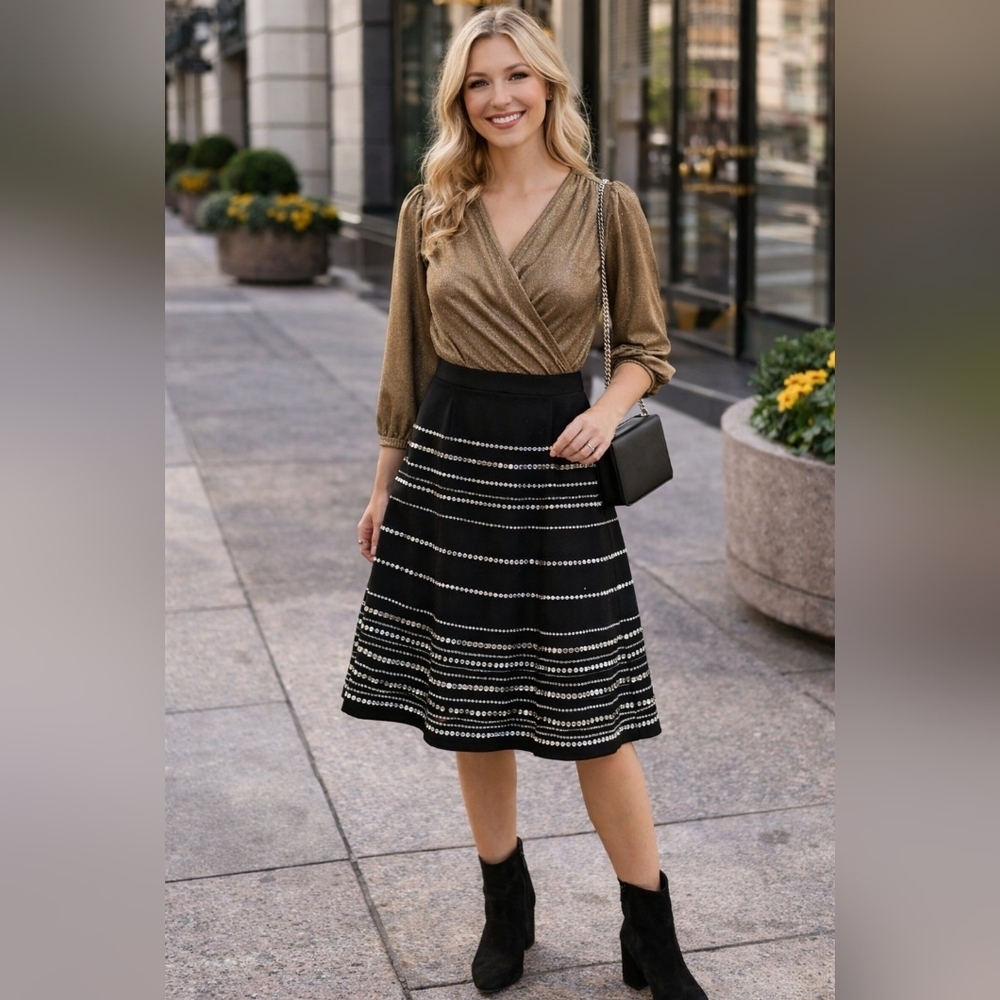 ✨ Basil & Maude Embellished A-Line Skirt | Size 2
